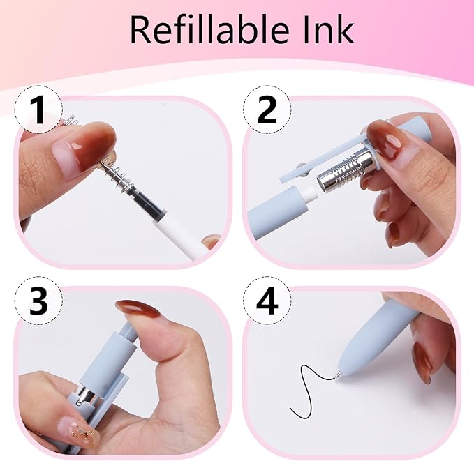 ITAWIXS Aesthetic Gel Ink Pens, 5pcs Fine Point Smooth Writing Pens, Office Desk Accessories, Cute Morandi Pens for journaling School Office Supplies, Gifts for Women and Men