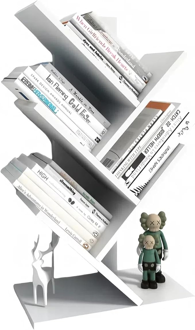 Godferyxin Bookshelf, 5-Tier Book Storage Organizer Shelves Floor Standing Bookcase, Wood Storage Rack for Office Home School Shelf Display for Cd/Magazine-White