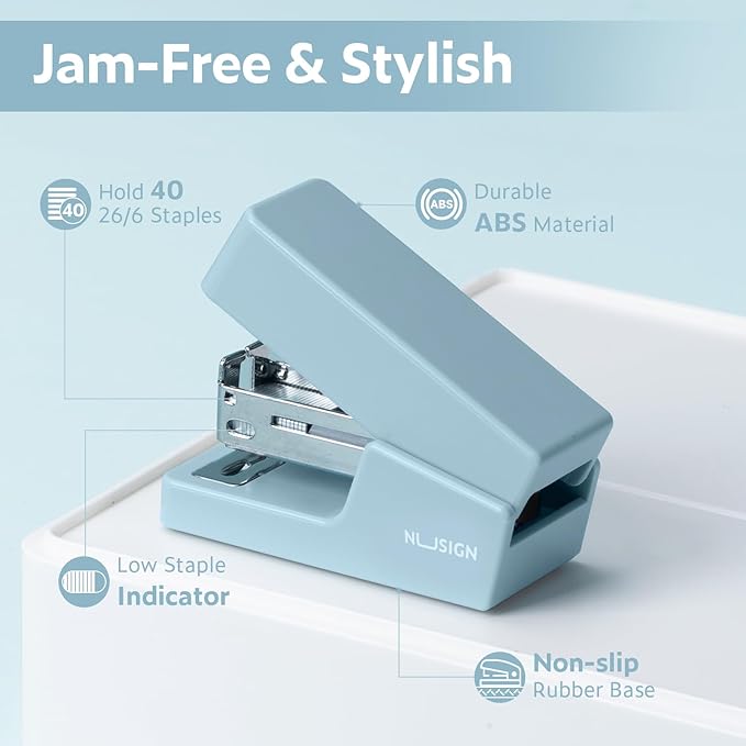 Mini Stapler with 830 Staples, Small Cute Desk Staplers, 25 Sheet Capacity, Blue