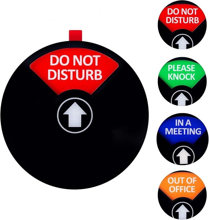 Kichwit Privacy Sign for Office Door, Do Not Disturb, Out of Office, Please Knock, in a Meeting, Conference Sign for Offices (Black, 2 Pack)