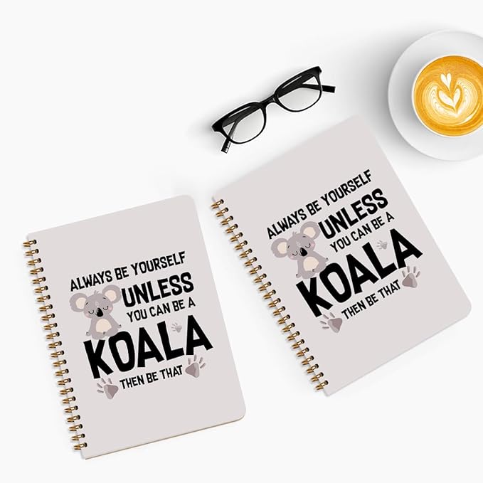2 Pcs Koala Spiral Notebooks for Work, A5(8.3x5.8inch) Composition Notebook College Ruled Note Book, Cute Diary Hardcover Notepads Lined Travel Journal for Writing, Koala Lovers Gifts for Women