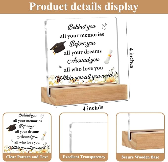 Graduation Gifts for College Seniors Masters Doctor Acrylic Sign with Wood Stand, Graduation Decorations Congratulations Graduation Bedroom Living Room Desk Cubicle Table Shelf Decor
