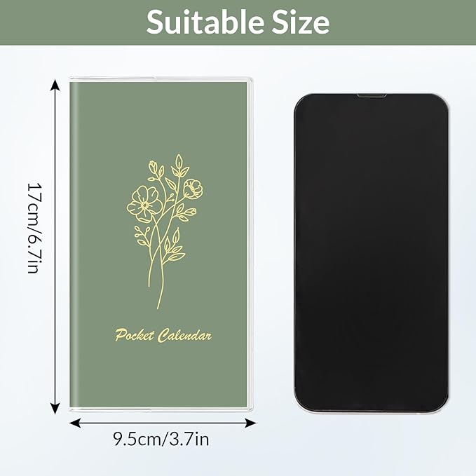 Pocket Calendar 2026-2027, Pocket Planner 2026-3.7" x 6.7" - Runs from July 2025 Until December 2027, Monthly Planner 2025-2027 with PVC Cover for Planning, Green