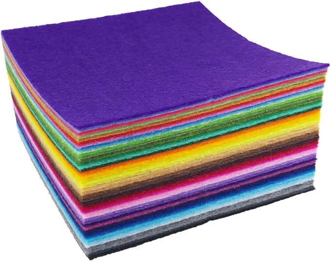 flic-flac 44PCS/88PCS Assorted Color Felt Fabric Sheets Patchwork Sewing DIY Craft 1mm Thick … (25cm * 25cm, 44pcs)