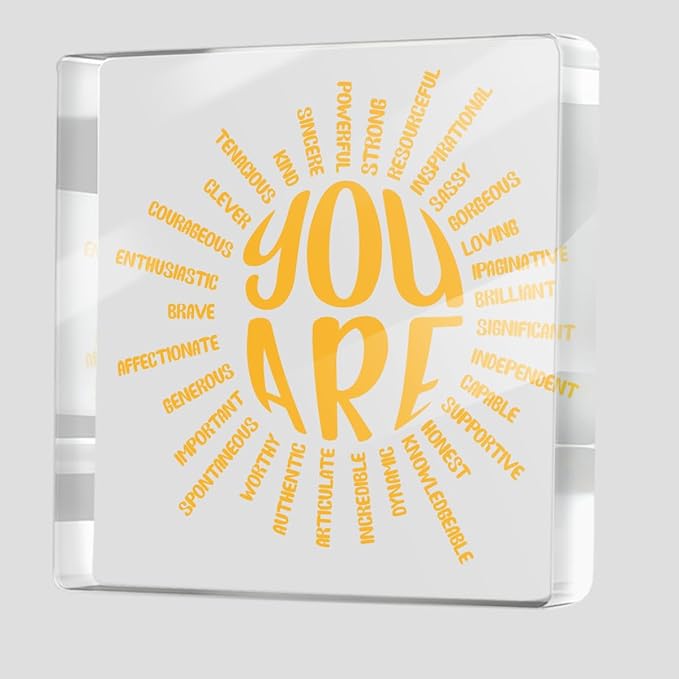 Sunshine Gifts for Women Men Friends, Motivational Reminder Desk Decor Acrylic Sign, You Are Positive Affirmation Desk Accessories Signs for Table Top Cubicle Room Office