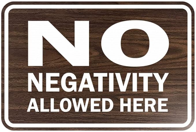 Signs ByLITA Classic Framed No Negativity Allowed Here Sign (Walnut) - Large 5 Pack
