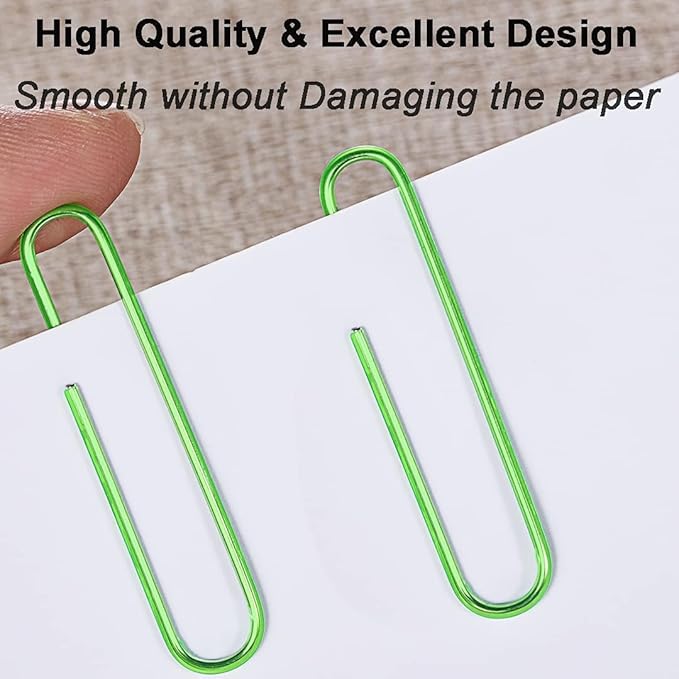 Vinaco Green Jumbo Paper Clips, 100 Pack, 2 Inch (50 mm), Durable & Rust Resistant, Great for Office, School and Personal Use