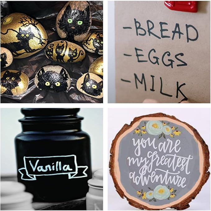 Overseas Permanent Paint Pens Paint Markers - 2 Pack White and Black Oil Based Markers, Quick Drying and Waterproof Marker Pen for Metal, Rock Painting, Wood, Rubber, Plastic, Canvas, Mug. Medium Tip