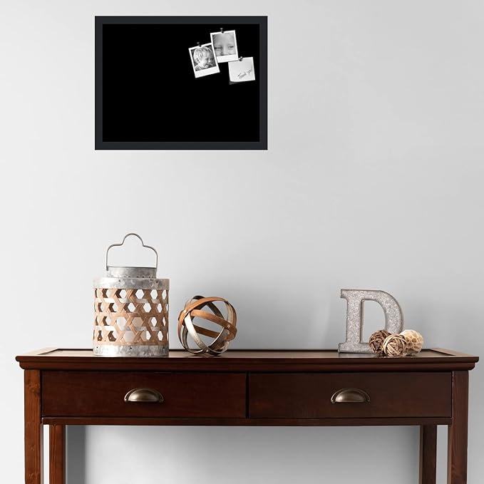 PinPix 20x15 Inch Cork Bulletin Board. This Decorative Framed Pin Board Comes with Solid Black Design and a Satin Black Frame. Ideal for Home Office Decor or Message Board (PinPix-622)