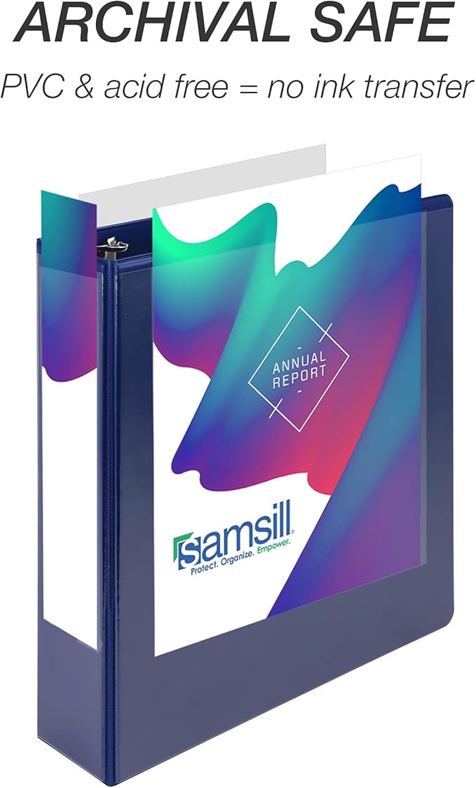 Samsill Durable 2 inch 3 Ring Binder, Made in USA, D Ring Binder, FSC 100% Recycled Chipboard, Blue, 12 Pack