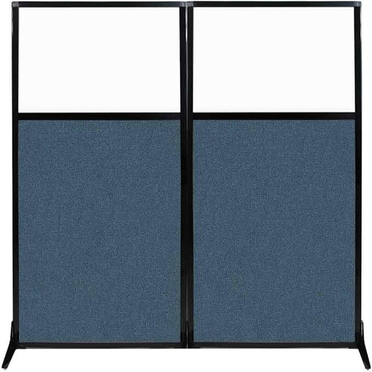 Versare Workstation Partition | Portable Wall Divider | Modern Office Cubicle | Free Standing Privacy Screen | Flexible Work Space | 66" x 70" W/Window, Caribbean Fabric Panels
