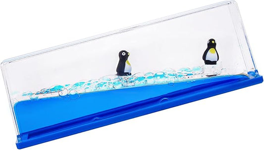 Honsheng Unsinkable Surfing Penguin Liquid Wave Paperweight Desk Sensory Toy Gifts for Kids Desk Stress Relievers for Adults