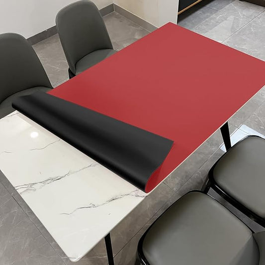 Leather Table Cover,1.8mm Thick,30x48 Inch Table Protector,Table Pads for Dining Room Table Rectangular,Table Cover Protector.(Black+Wine Red,30x48)