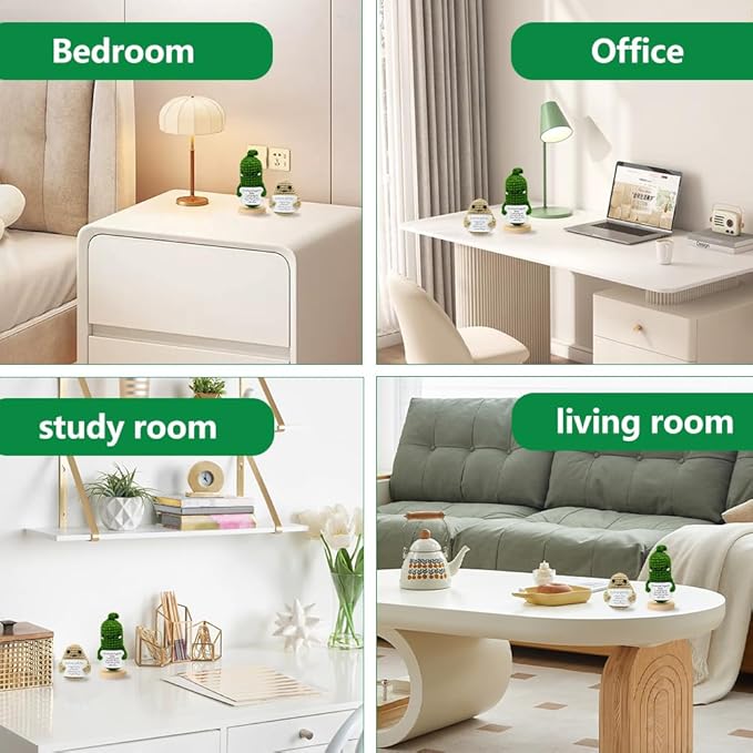 CrazyHome Positive Potato, Emotional Support Pickle Combo | Handmade Crochet Positive Vegetables 2PCS Set - Potato, Mini Cucumbers | Cheer-Up, Motivational, Funny Desk Décor