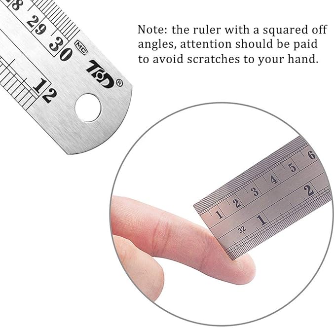 ZZTX Ruler Metal Straight Edge Stainless Steel Ruler 6 Inch 8 Inch 12 Inch 16 Inch Ruler Set Rulers Bulk Set of 4