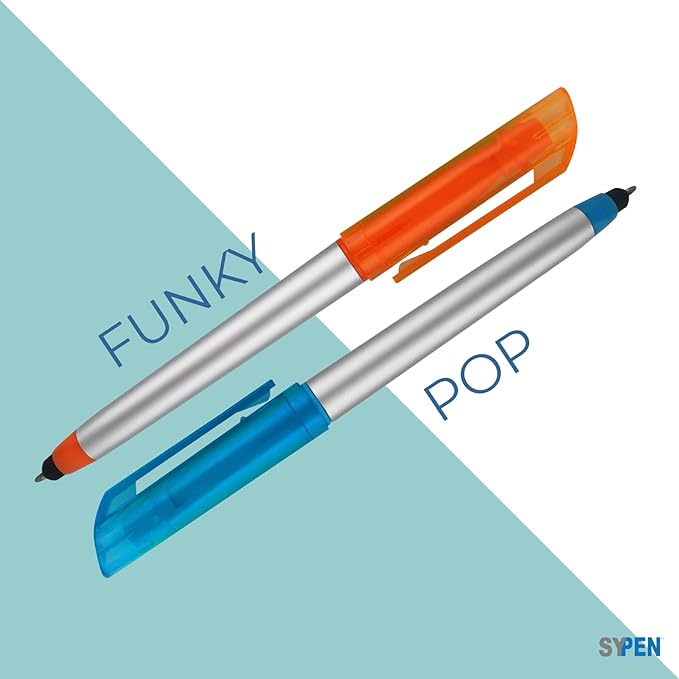 Personalized Pens with Highlighter and Stylus -250 Pack Bulk-Free Imprint - 3 In Highlighter, Ballpoint Pen, and Stylus Combo- add Custom Business Name, Logo or Gift Message- Blue