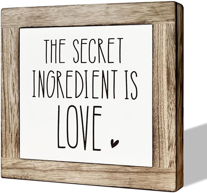 The Secret Ingredient Wooden Sign - Love Decor for Kitchen & Home, Warm Tabletop Gift