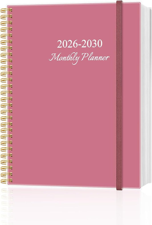 2026-2030 Monthly Planner - 60 Month PLanner Calendar from January 2026 to December 2030, 5 Year Planner 2026-2030 with Flexible Cover, Inner Pocket, Perfect for Home | School | Office, 8.5" x 11", Pink
