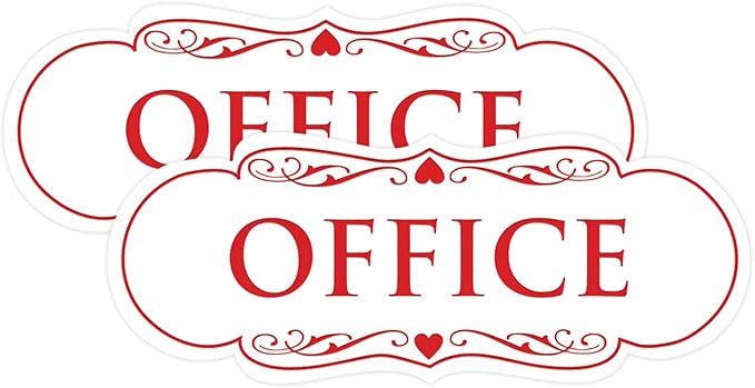 All Quality Designer Office Sign | Easy Installation - White/Red - Medium (2 Pack)