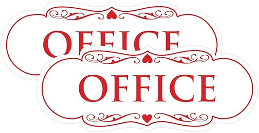 All Quality Designer Office Sign | Easy Installation - White/Red - Medium (2 Pack)