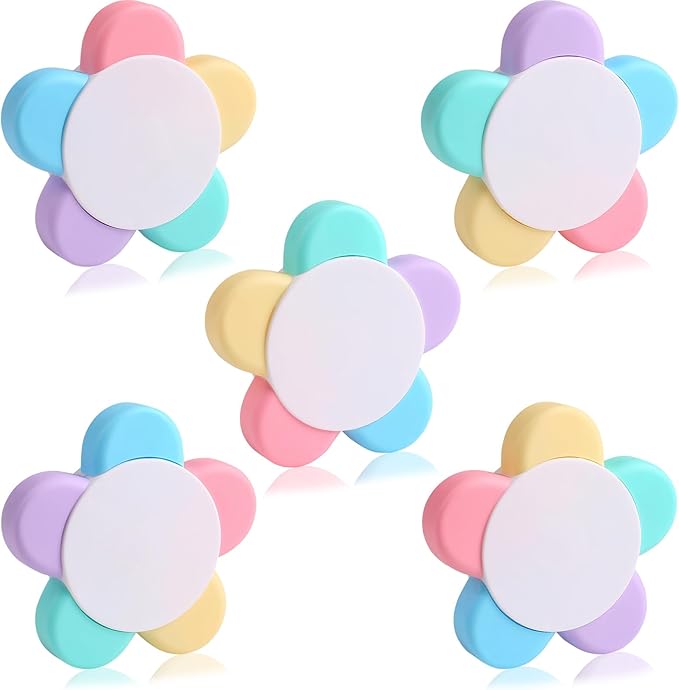 Leery Macaron Petals Highlighters,5-in-1 Flower Shape Watercolor Pen Set, Fluorescent Pastel Markers for Journaling, Note Taking, Office & School Aesthetic Supplies (5)