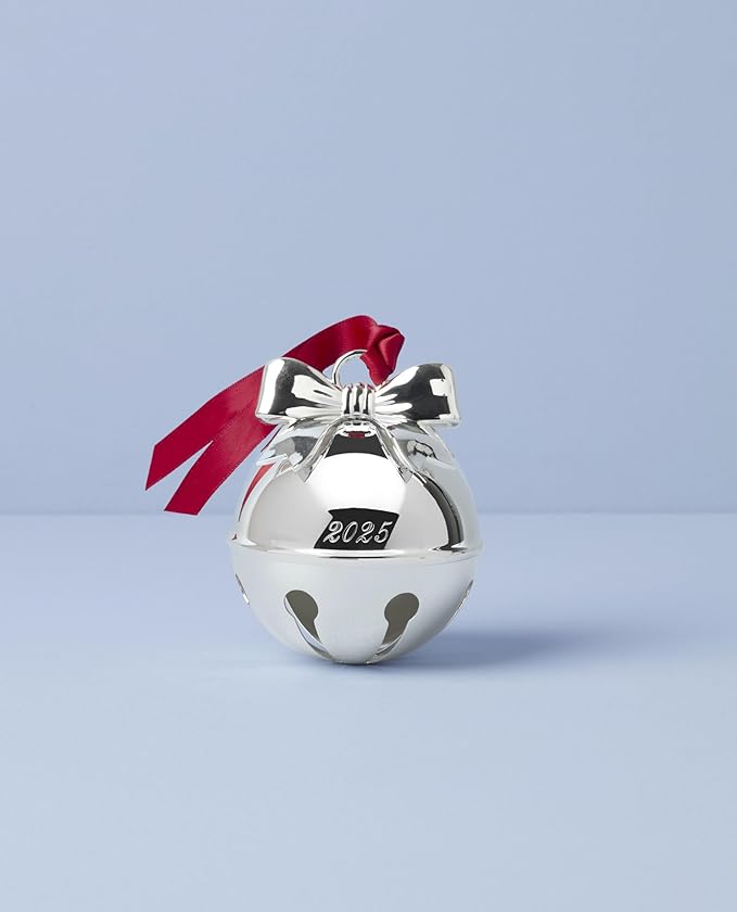 Lenox 897124 2025 Jingle Bell Silverplate Ornament, Christmas, Holiday Decorations