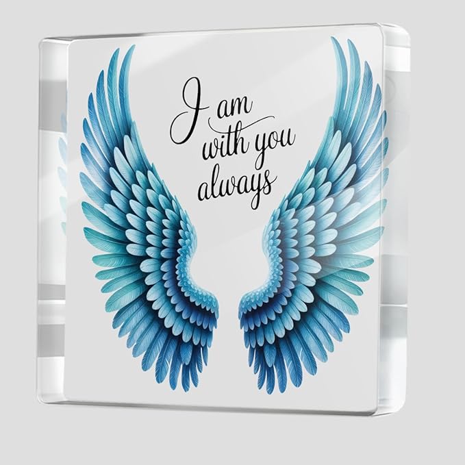 Memorial Gifts for Loss of Loved One, Angel Wing Bereavement Grief Acrylic Plaque, Sympathy Gifts for Loss Of Husband Wife Mom Dad, Condolence Remembrance Desk Decorative Signs for Home Living Room
