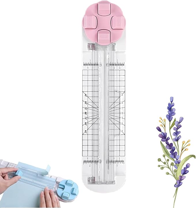 4-in-1 Multi-Function Paper Trimmer,Bidirectional Papers Cutter,Bidirectional Rotary Paper Cutter for A4/Photo/Card, for Daily Manual and Office Use (Pink)
