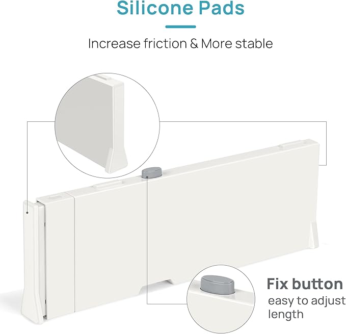 Vtopmart 4 Pack Drawer Dividers for Clothes, 4" High 11.6"-17" Adjustable Expandable Dresser Drawer Organizer, Plastic Drawers Separators for Dresser, Baby Clothes, Underwear, Kitchen & Office Storage