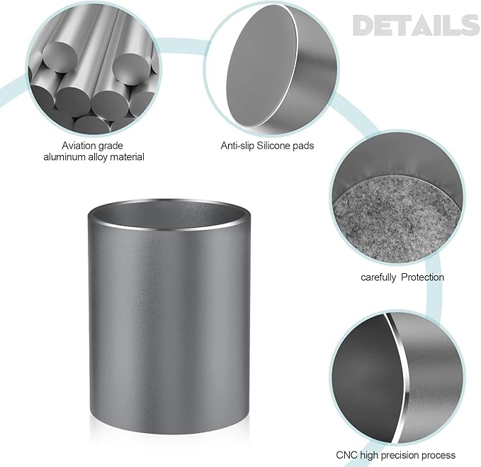 Pen Holder for Desk, Pencil cup Pen Organizer for Desk Metal Pencil Holder Pen Cup and Storage Box for Office, School, Home, and Kids Non-slip silicone bottom 3.93 * 3.14inch (Grey)