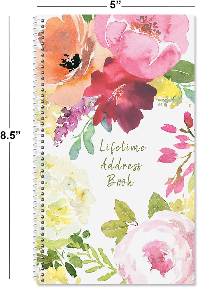 Current When Flowers Speak Address Book-94 Pages; Small 5" x 8-1/2" Size for Purse or Office,Spiral Bound Soft Cover Organizer for Contacts, Addresses,Email, & Phone Numbers + 50 Replacement Stickers