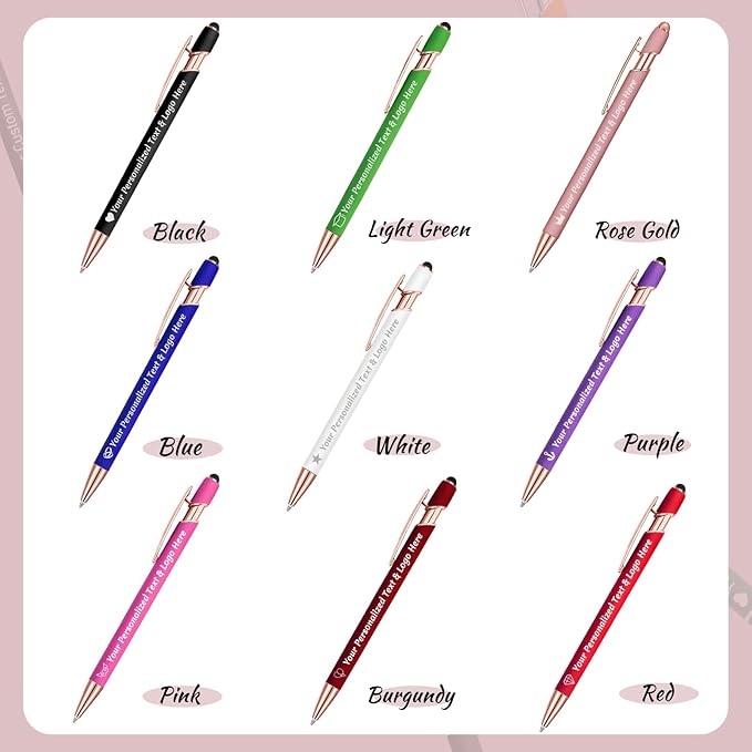 STREADVE Personalized Custom Pens Engraved Writing Pen with Name Logo, Customized Promotional Items Stylus Pen Gifts for Women Realtor Birthday Wedding Business, Purple