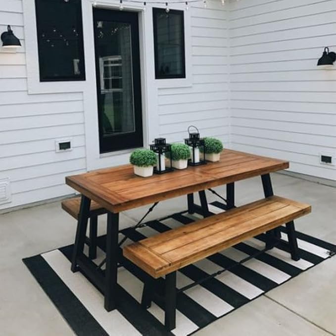 Black and White Area Rug 35.4 x 59 Inches Striped Front Door Mat Front Porch Rug Hand-Woven Machine Washable Indoor/Outdoor Layered Door Mats for Entryway/Bedroom/Outdoor