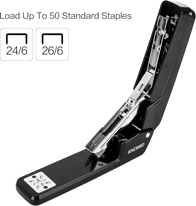 Deli Swing-Arm Swivel Stapler, 25 Sheet Capacity, 360 Degree Rotate Desktop Staplers for Booklet or Book Binding, Black
