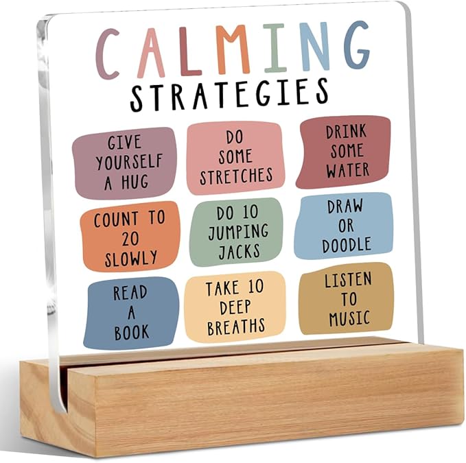 Christmas Thank You Gifts, Calming Corner Table Desk Decors, Calm Down Corner Supplies Therapist Office Decor, Positive Affirmations Acrylic Sign, Counseling Room Therapy Office Home Bedroom Decor