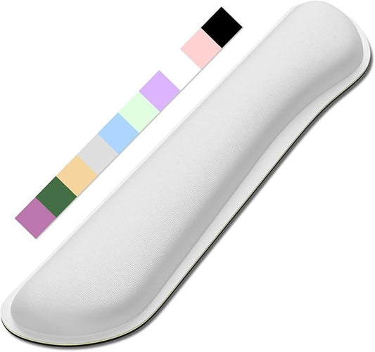 Dapesuom Enlarge Keyboard Wrist Rest, Cute Memory Foam Keyboard Wrist Cushion for Computer Desk Mats Support, Typing Pain Relief Ergonomic Mouse Pad Rests with Non-Slip Base for Gaming, Laptop, White