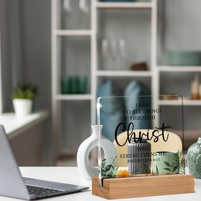 Christian Gifts for Women Men, Inspirational Religious Gifts for Christian Women, Bible Verse Decor Desk Signs Plaque