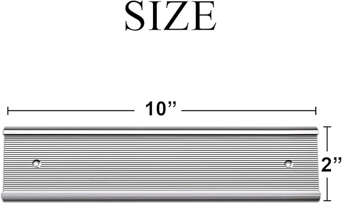 10 Pack 2” x 10” Aluminum Name Plate Holders for Door or Wall, Office Wall Mount Name Plate Holder with Textured Design and Double Sided Tape, for Office, Business, Meeting Room (Silver)