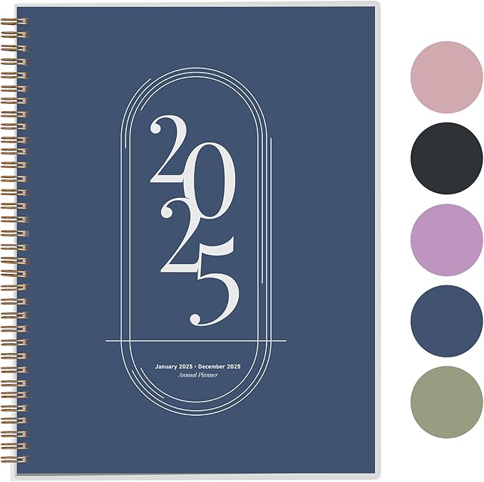 Rileys 2025 Weekly Planner - Annual Weekly & Monthly Agenda Planner, Jan - Dec 2025, Flexible Cover, Notes Pages, Twin-Wire Binding (8.5 x 11-Inches, Blue)