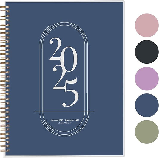 Rileys 2025 Weekly Planner - Annual Weekly & Monthly Agenda Planner, Jan - Dec 2025, Flexible Cover, Notes Pages, Twin-Wire Binding (8.5 x 11-Inches, Blue)