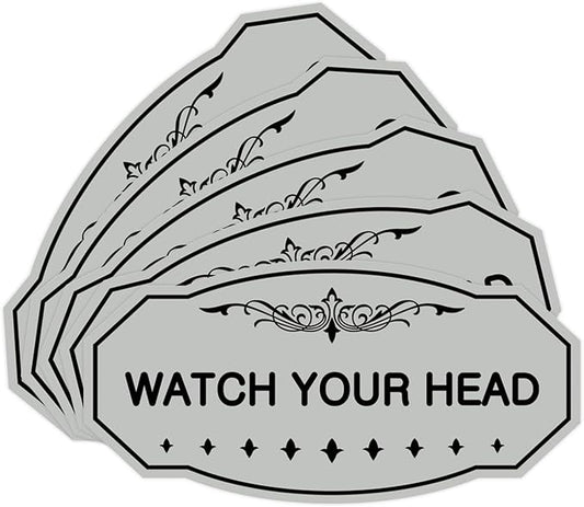 Signs ByLITA Victorian Watch Your Head Sign (Lt Gray) - Small 5 Pack