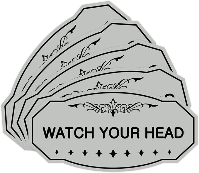 Signs ByLITA Victorian Watch Your Head Sign (Lt Gray) - Large 5 Pack