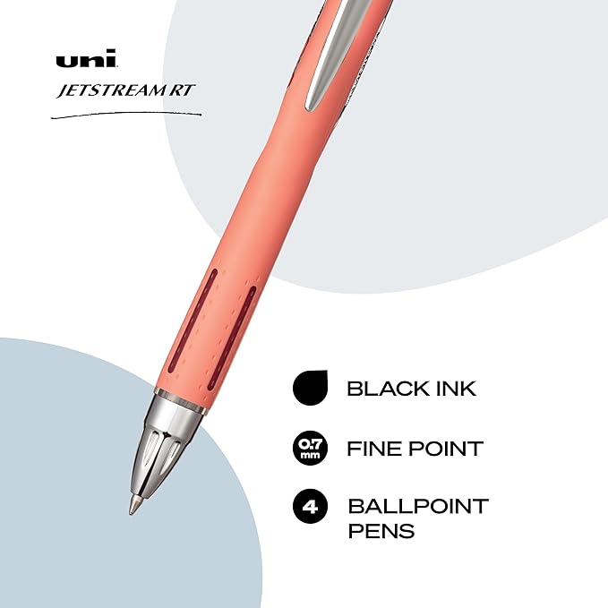 uni-ball Jetstream RT Pens - NY Times Wirecutter Best Pen for Over a Decade - Pack of 4 Black Fine Point Pens, 0.7mm - Back to School