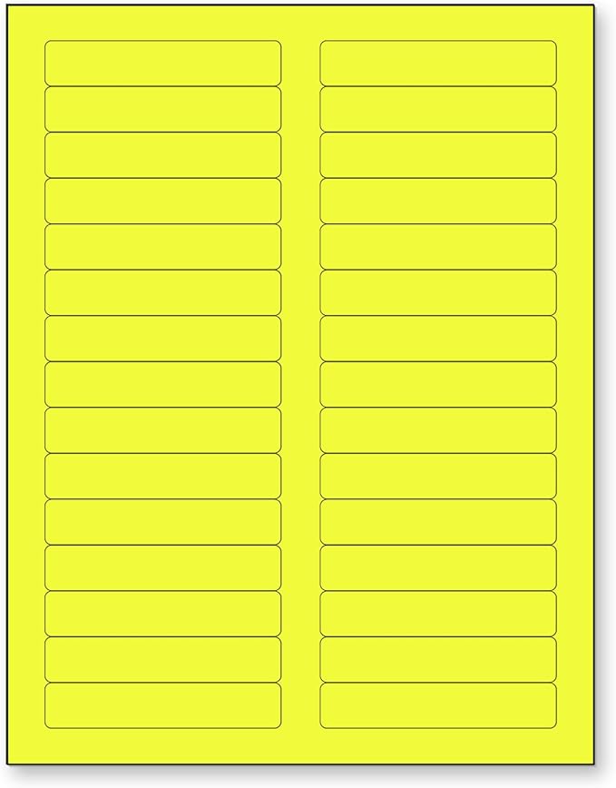 NextDayLabels 8-1/2 x 11 Neon Color High Light Fluorescent Labels for Laser & Inkjet Printer (Yellow Fluorescent, 2/3" x 3-7/16" - 30 Per Page | 750 Labels)