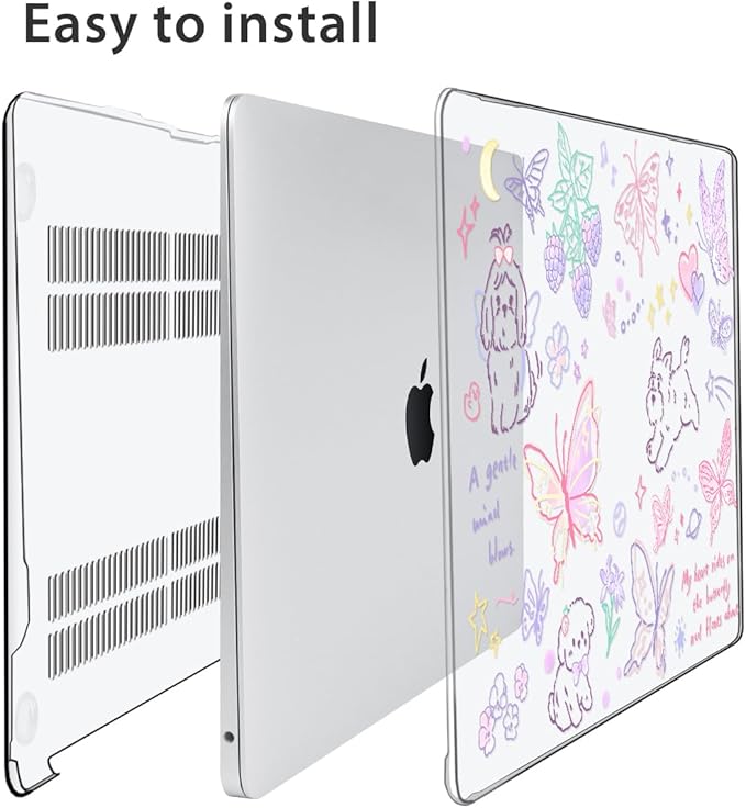 for MacBook Air 13 inch Case 2018 2019 2020 2021 2022 Release A2337 M1 A2179 A1932 Retina Display & Touch ID, Plastic Hard Shell Case +Keyboard Cover+Screen Protector+Webcam Cover, Cute Puppy