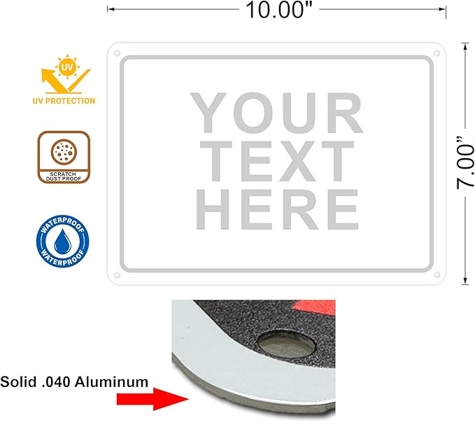 Custom Signs Outdoor Metal for Home Office Business, Personalized, Door, Porch, Delivery, Man Cave, Shop, Garage, Street. For Outside or Inside Use. Our Metal Signs Are UV Printed Solid Aluminum (Border, 10x7 inches)