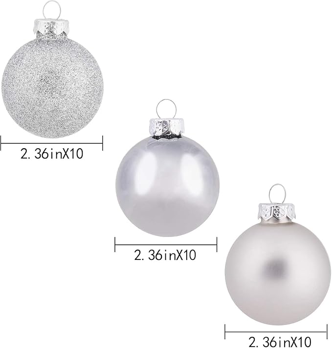 30ct Christmas Ball Ornaments, 2.36" Shatterproof Christmas Tree Decorations, Perfect Hanging Ball for Indoor/Outdoor Holiday Party Decor