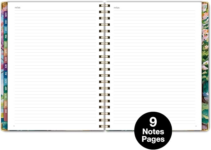HARDCOVER 2026 Planner, 8.5"x11": 14 Months (November 2025 - December 2026), Daily Weekly Monthly Planner, Yearly Agenda, Bookmark, Pocket Folder and Sticky Note Set (Watercolor Tree)