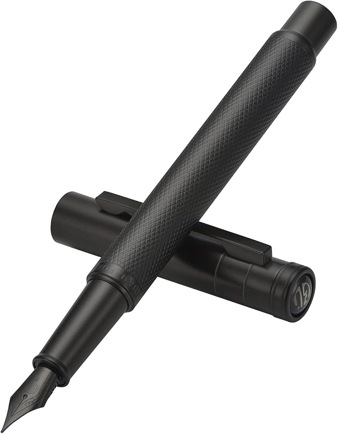 Asvine Black Forest Fountain Pen Fine Nib, Ink Cartridge Not Included, Classic Design with Converter and Metal Pen Case Set