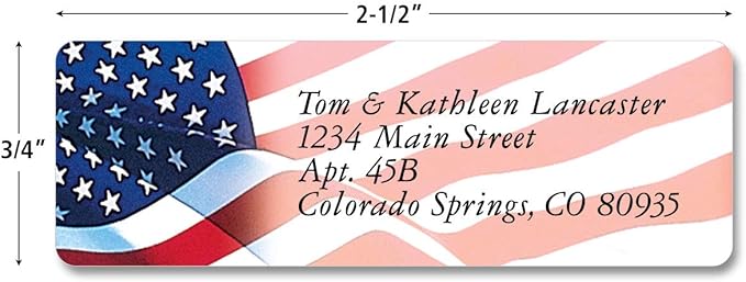 Colorful Images American Glory Patriotic Rolled Personalized Return Address Mailing Labels with Dispenser, Customize with Name & Shipping Address, 500 ¾” x 2½” Self Adhesive, Easy Peel Label Roll